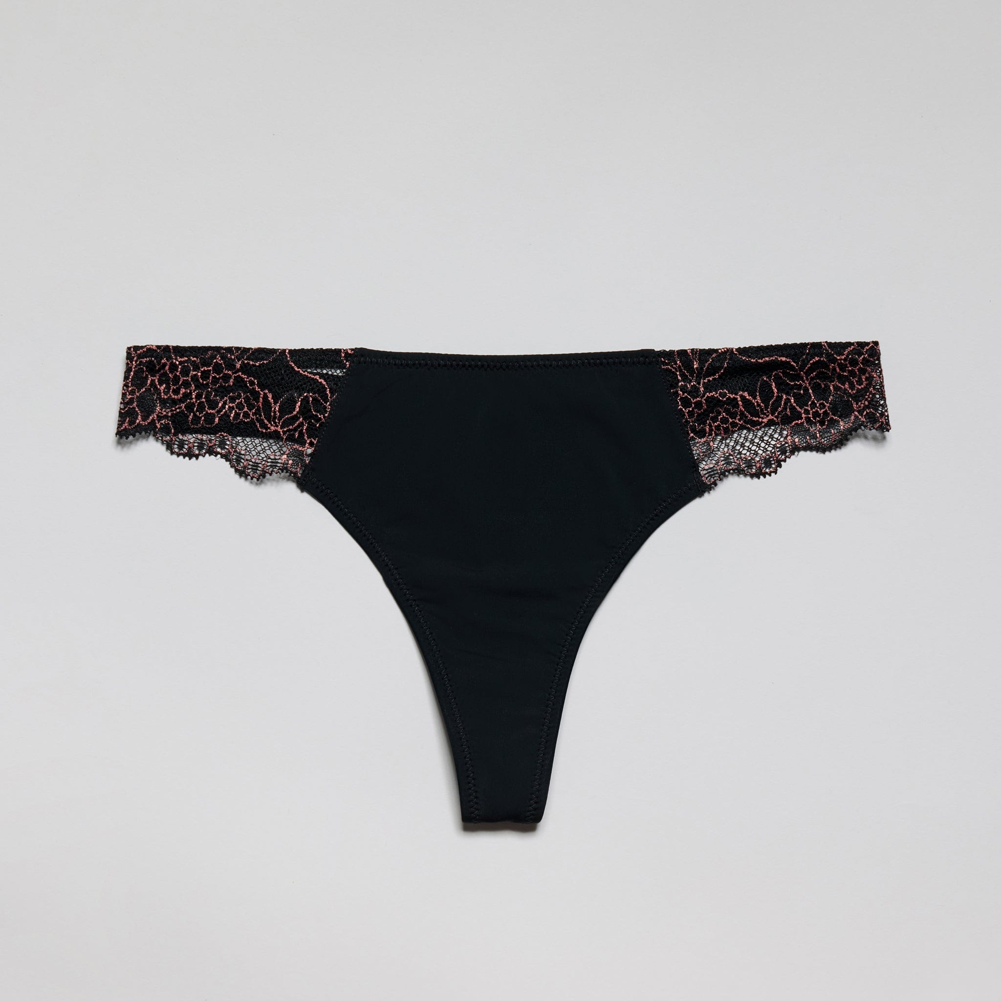 Under Smooth Lace Thong Black Two-Tone
